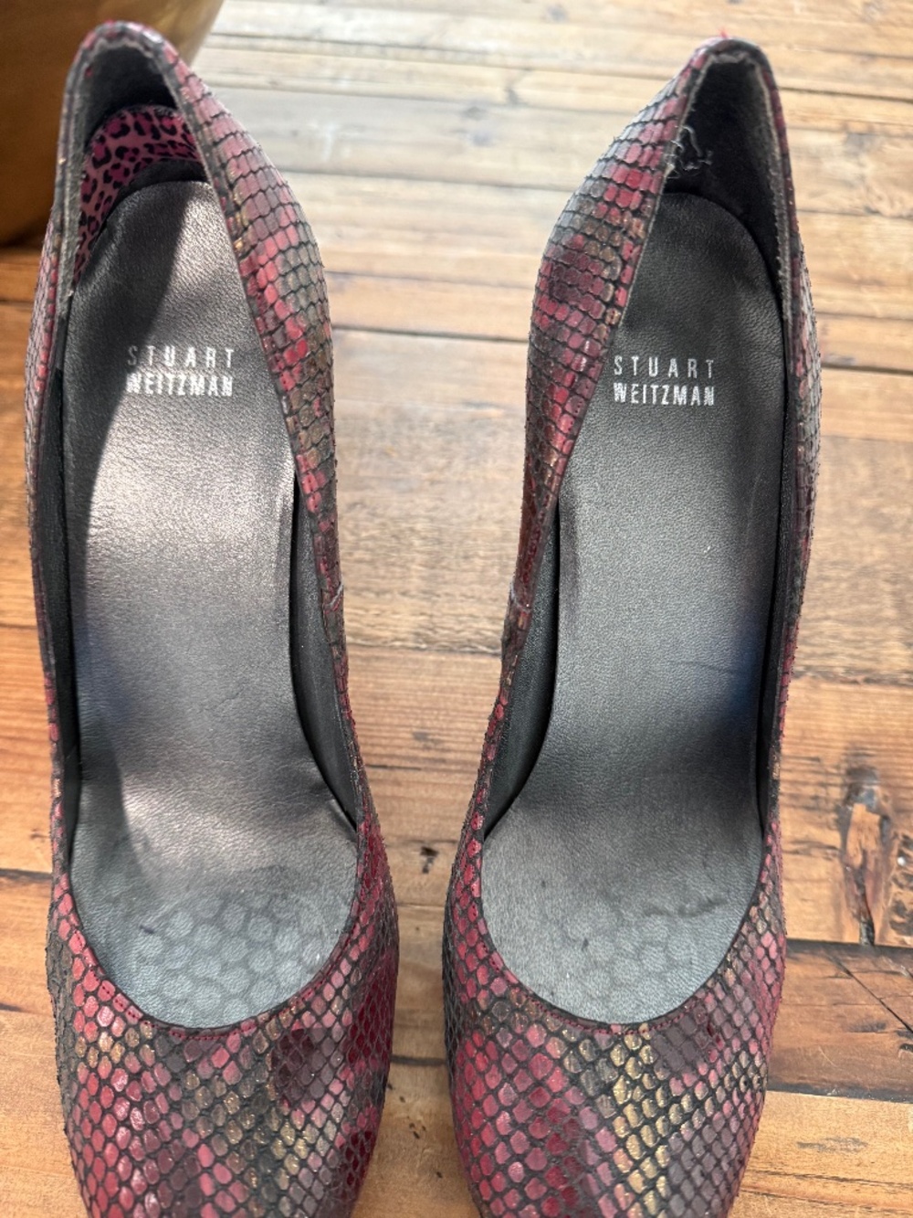 Stewart Weitzman crocodile stiletto with platform